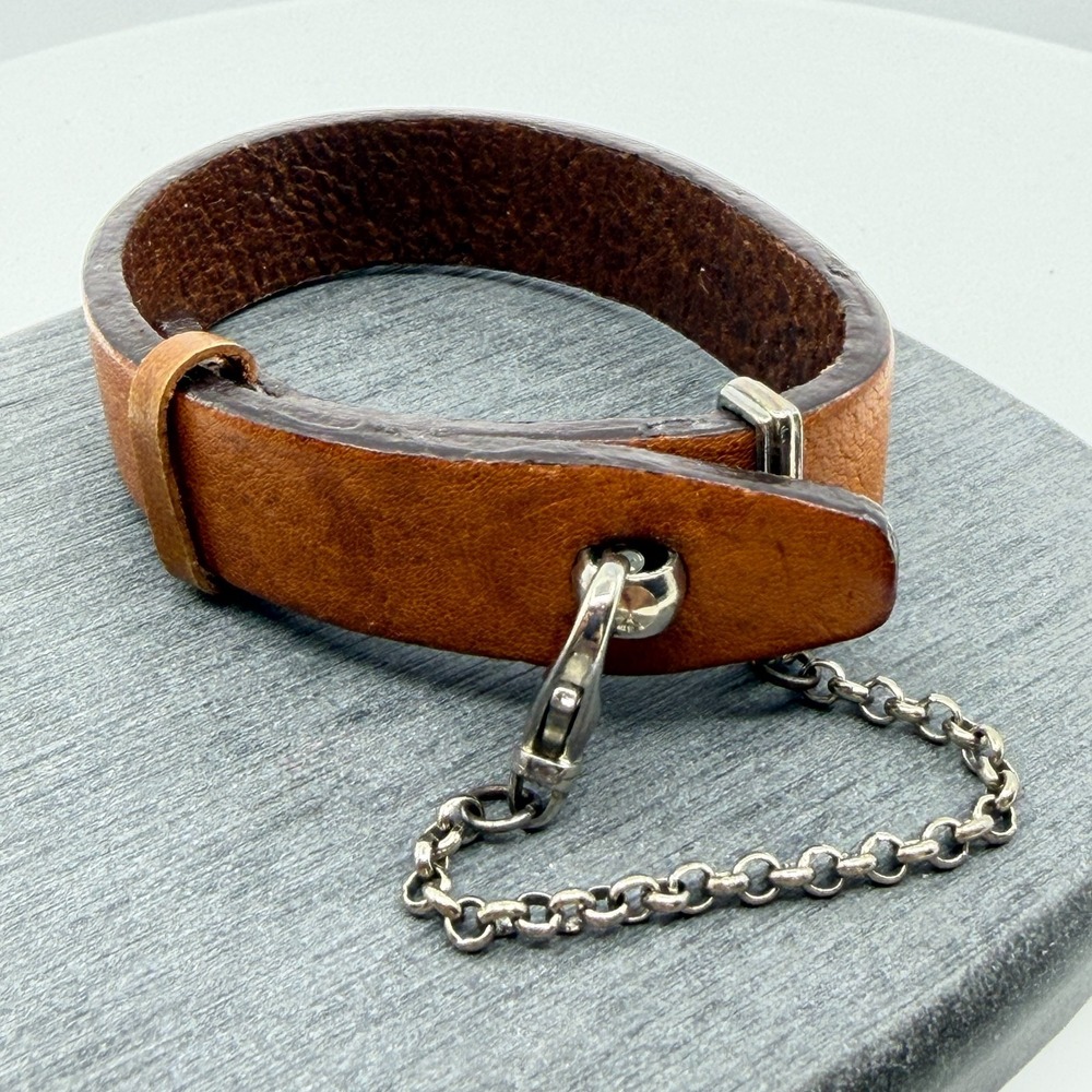 Brown Leather Grunge Charm Bracelet Gothic Chunky Festival Y2K Boho Jewelry